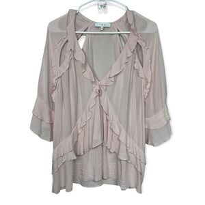 IRO Abby Ruffle Tiered Sleeve Pink Viscose Blouse M
